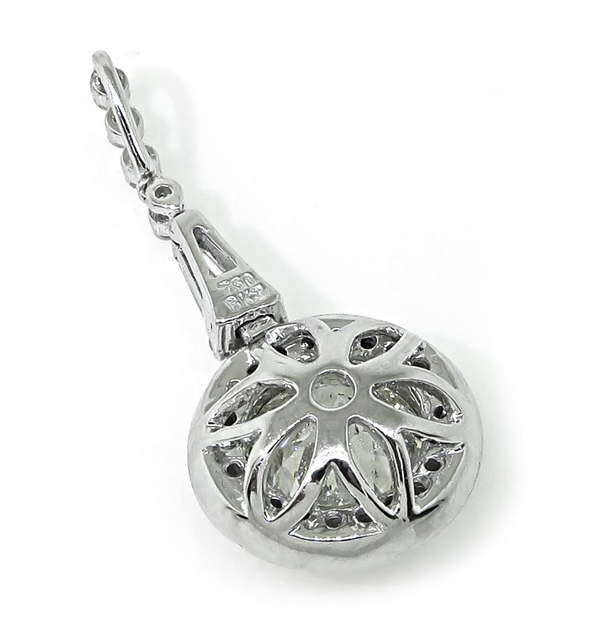 Estate 1.28ct Center Diamond 18k White Gold Pendant