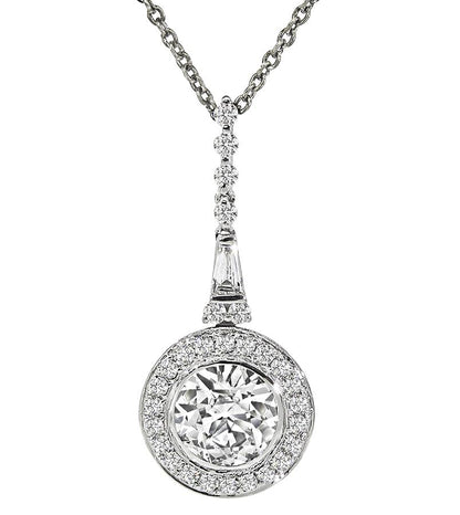 Estate 1.28ct Center Diamond 18k White Gold Pendant