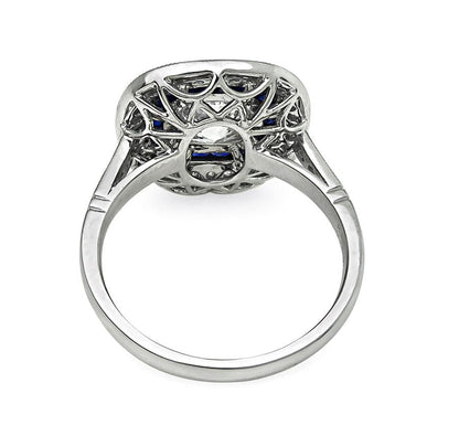 Estate 1.19ct Diamond Sapphire Platinum Engagement Ring