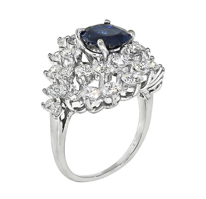 Estate 1.80ct Sapphire 3.00ct Diamond Platinum Ring