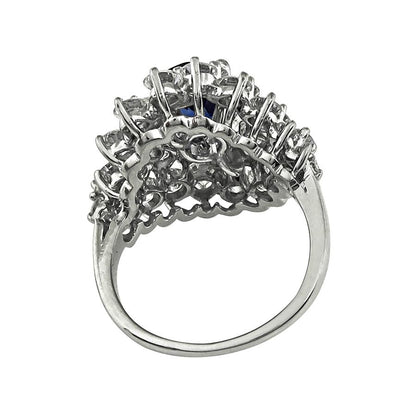 Estate 1.80ct Sapphire 3.00ct Diamond Platinum Ring