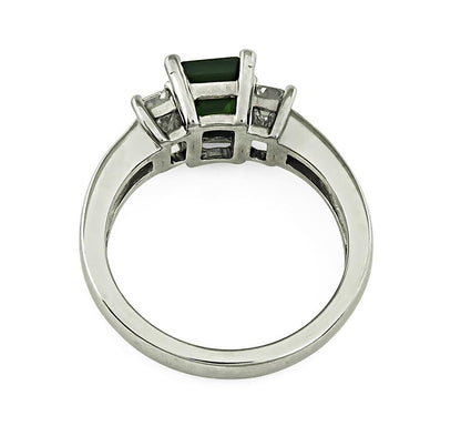 Estate 1.75ct Emerald 0.80ct Diamond Platinum Engagement Ring