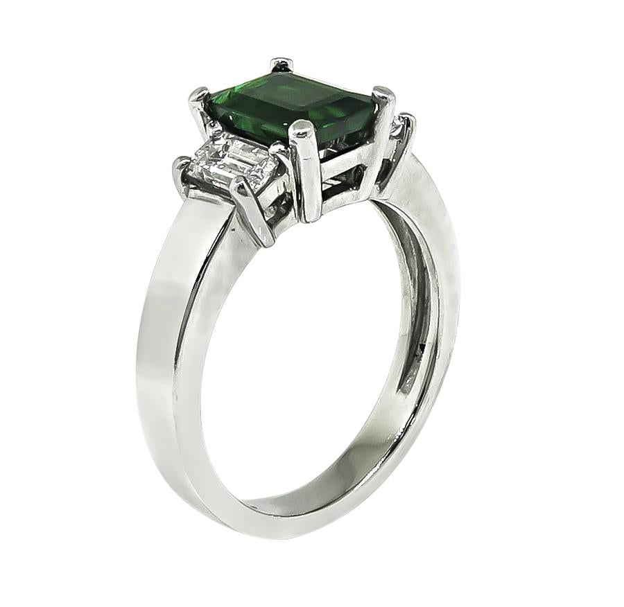 Estate 1.75ct Emerald 0.80ct Diamond Platinum Engagement Ring