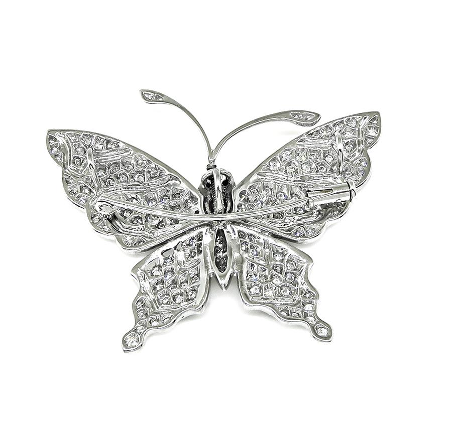 Estate 1.70ct Diamond 18k White Gold Butterfly Pin / Pendant