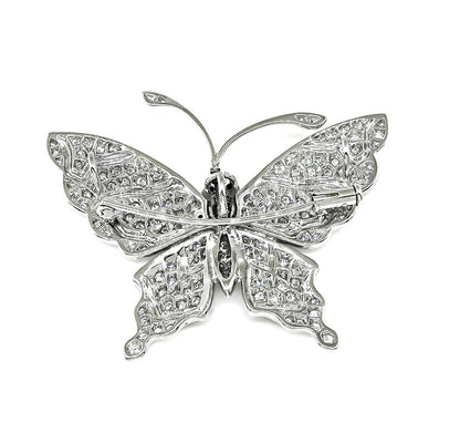 Estate 1.70ct Diamond 18k White Gold Butterfly Pin / Pendant