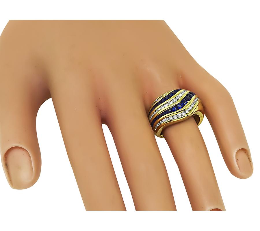 Estate 1.86ct Sapphire 0.85ct Diamond 18k Yellow Gold Ring