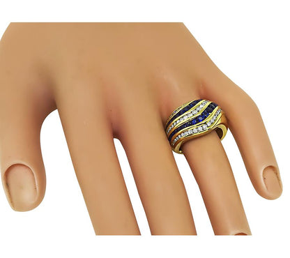 Estate 1.86ct Sapphire 0.85ct Diamond 18k Yellow Gold Ring