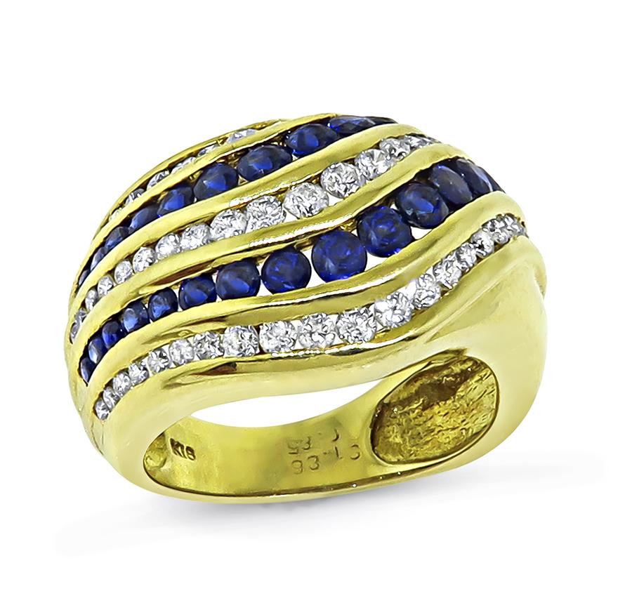 Estate 1.86ct Sapphire 0.85ct Diamond 18k Yellow Gold Ring