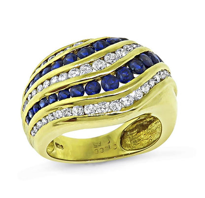 Estate 1.86ct Sapphire 0.85ct Diamond 18k Yellow Gold Ring
