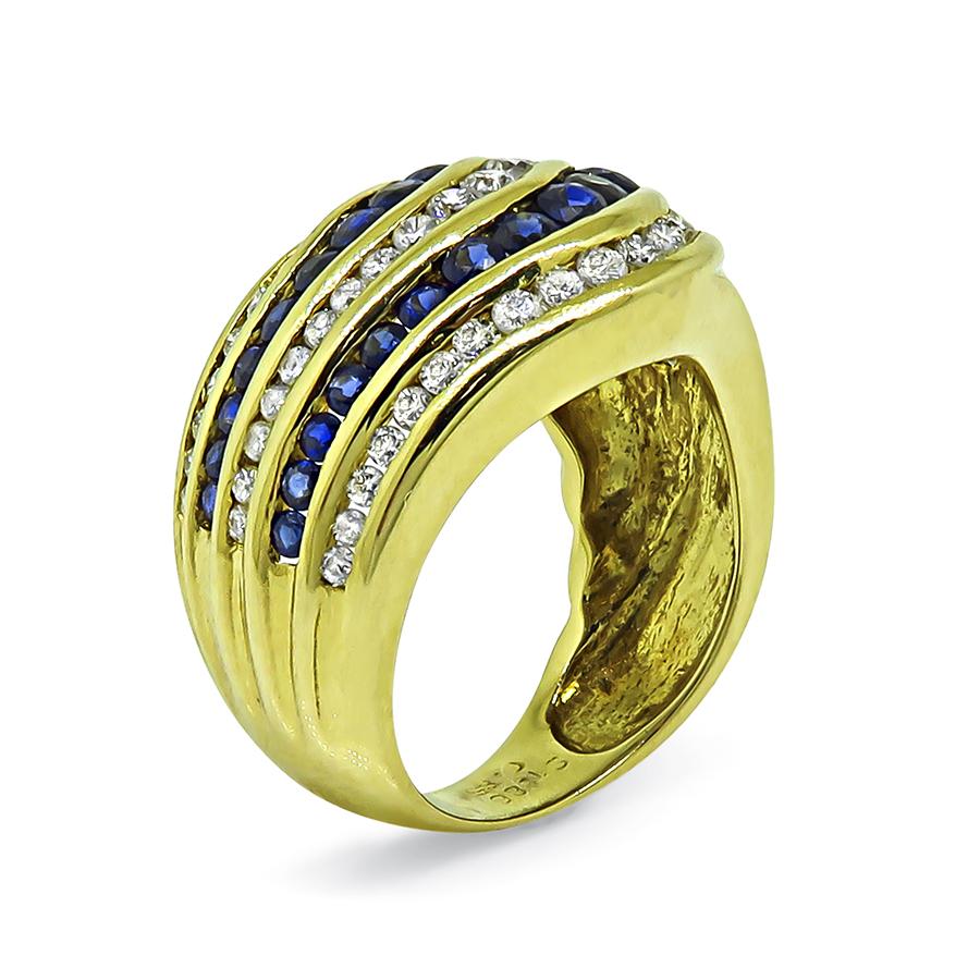 Estate 1.86ct Sapphire 0.85ct Diamond 18k Yellow Gold Ring