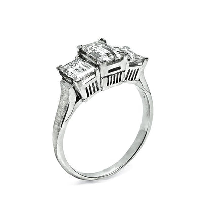 Estate 1.83ct Diamond Platinum Three Stone Ring