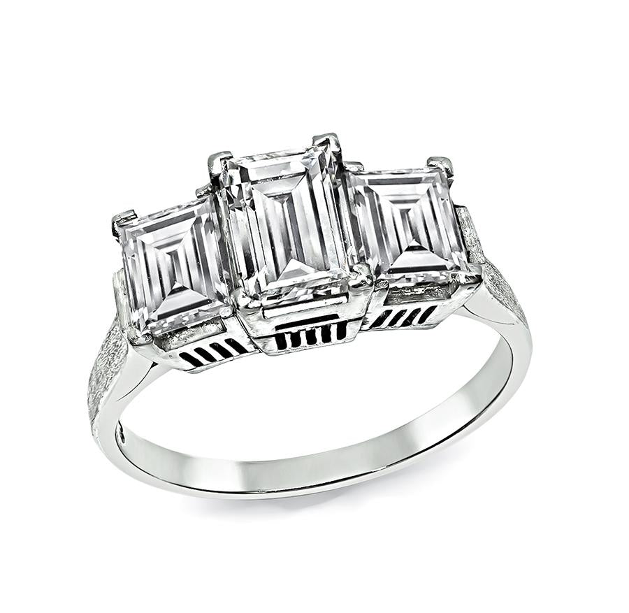 Estate 1.83ct Diamond Platinum Three Stone Ring