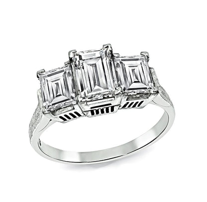 Estate 1.83ct Diamond Platinum Three Stone Ring