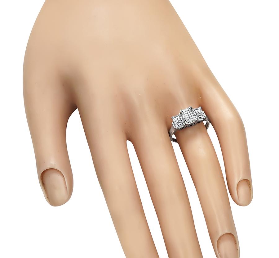 Estate 1.83ct Diamond Platinum Three Stone Ring