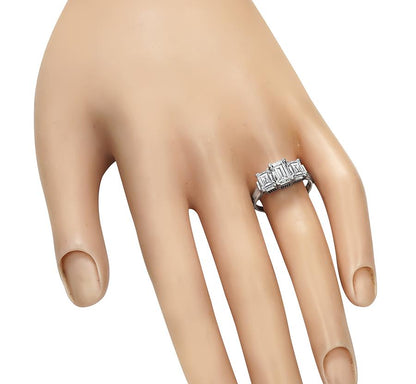 Estate 1.83ct Diamond Platinum Three Stone Ring