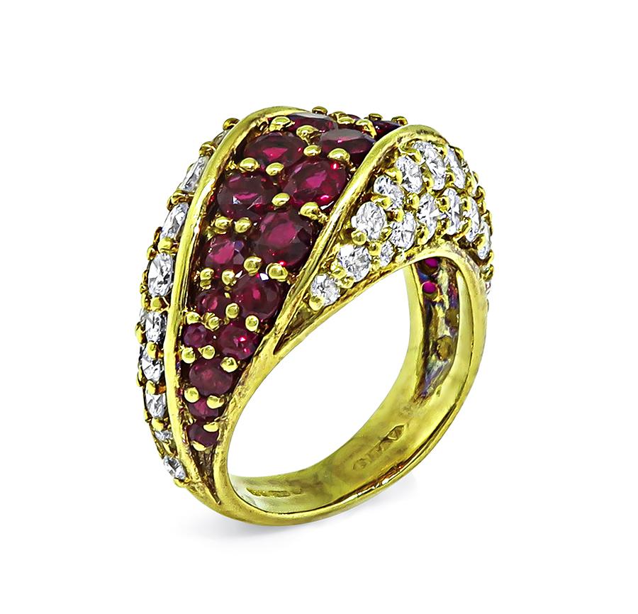 Estate 1.50ct Ruby 2.00ct Diamond 18k Yellow Gold Ring