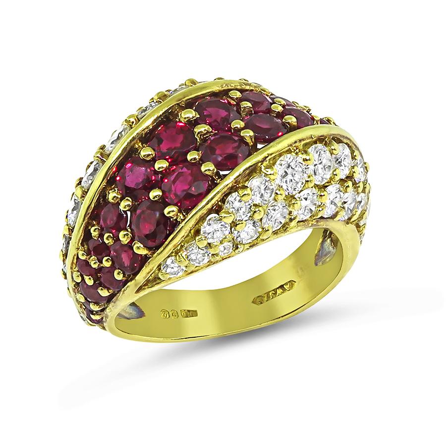 Estate 1.50ct Ruby 2.00ct Diamond 18k Yellow Gold Ring