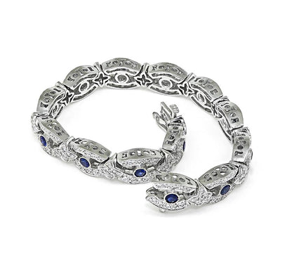 Estate 2.75ct Diamond 1.50ct Sapphire 14k White Gold Bracelet