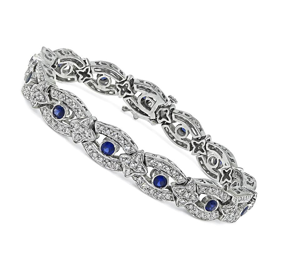 Estate 2.75ct Diamond 1.50ct Sapphire 14k White Gold Bracelet