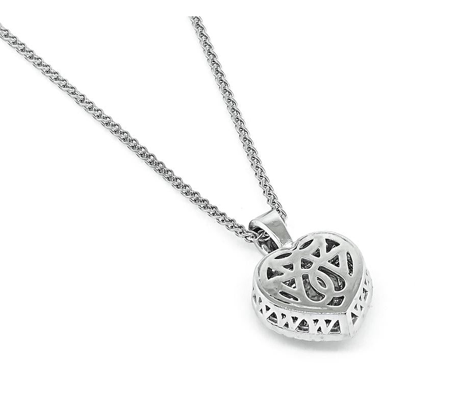 Estate 1.50cttw Diamond Platinum Heart Pendant Necklace