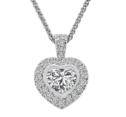 Estate 1.50cttw Diamond Platinum Heart Pendant Necklace