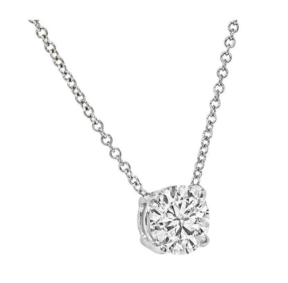 Estate 1.01ct Diamond 14k White Gold Pendant Necklace