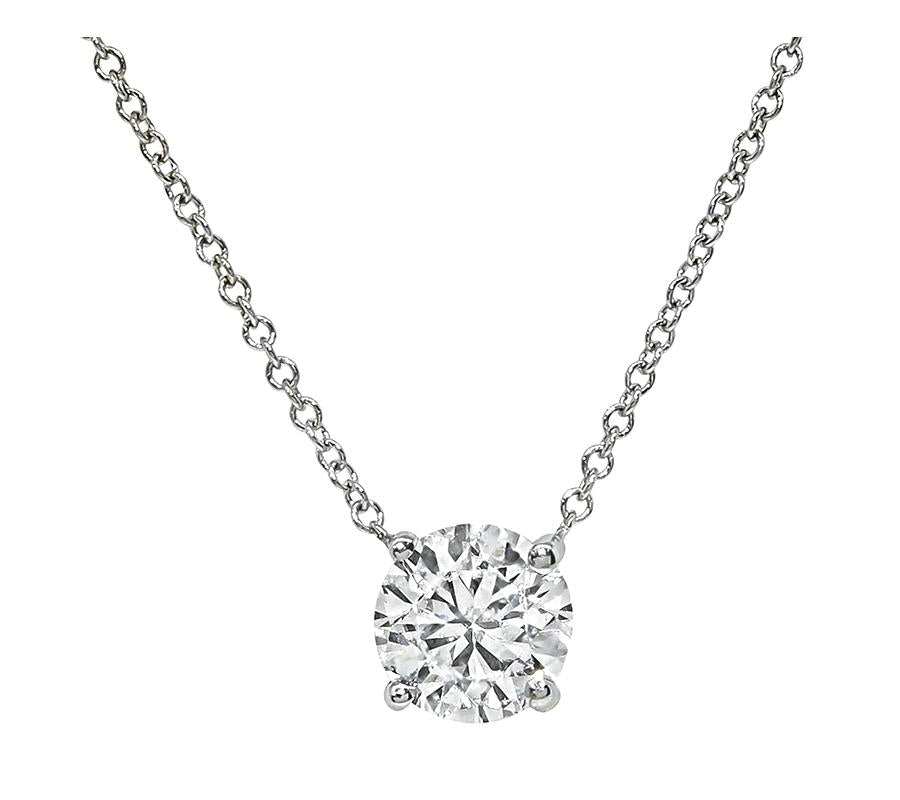 Estate 1.01ct Diamond 14k White Gold Pendant Necklace