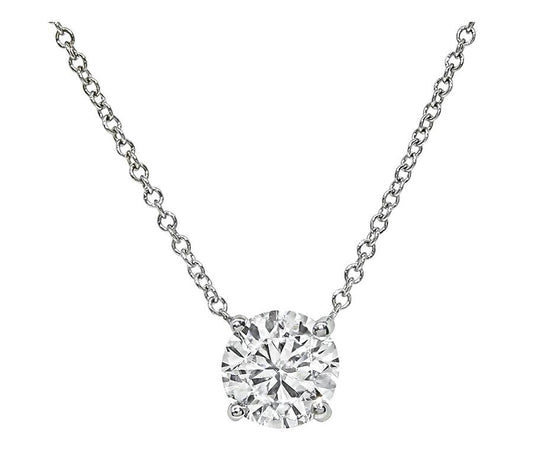 Estate 1.01ct Diamond 14k White Gold Pendant Necklace