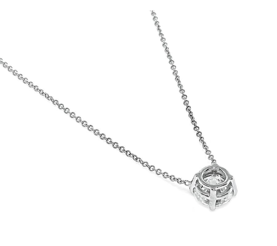 Estate 1.01ct Diamond 14k White Gold Pendant Necklace