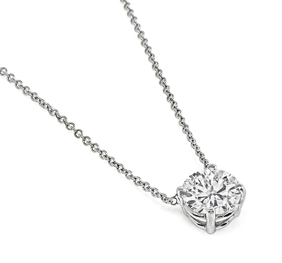 Estate 1.01ct Diamond 14k White Gold Pendant Necklace