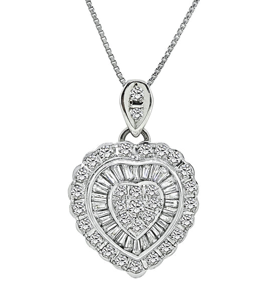 Estate 2.00ct Diamond Heart Pendant Necklace