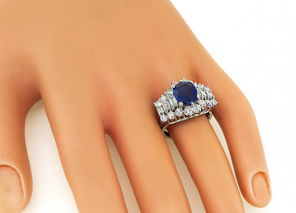 Estate 2.00ct Sapphire 1.00ct Diamond Ring