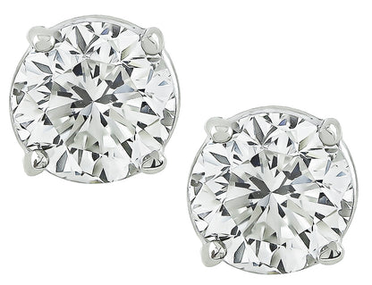 Estate GIA Certified 1.03ct and 1.01ct Diamond Stud Earrings