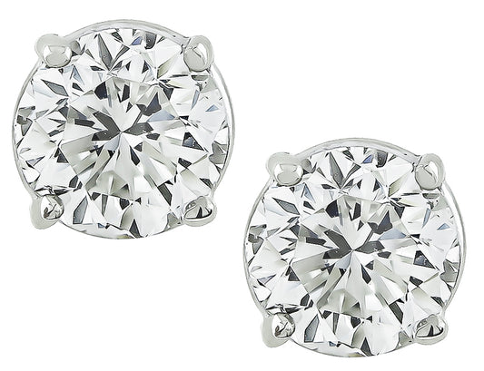 Estate GIA Certified 1.03ct and 1.01ct Diamond Stud Earrings