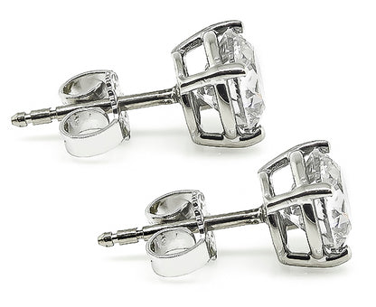 Estate GIA Certified 1.03ct and 1.01ct Diamond Stud Earrings