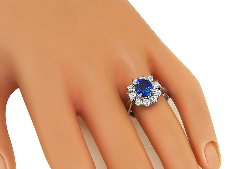 Estate 2.19ct Sapphire 0.91ct Diamond Engagement Ring