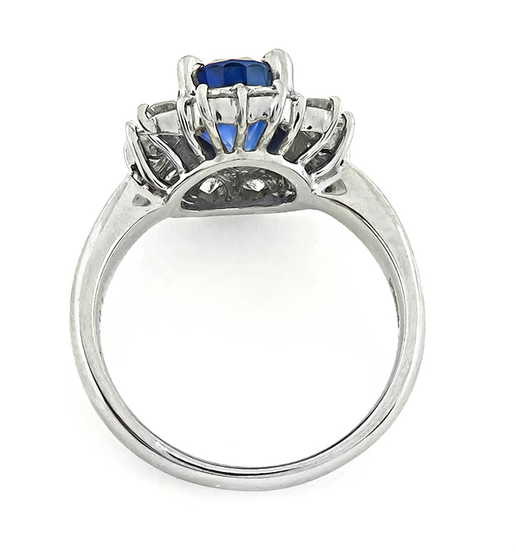 Estate 2.19ct Sapphire 0.91ct Diamond Engagement Ring