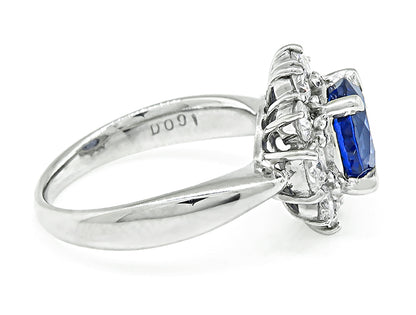 Estate 2.19ct Sapphire 0.91ct Diamond Engagement Ring