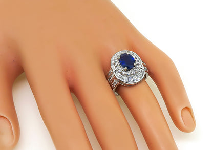Estate 2.20ct Sapphire 1.68ct Diamond Ring