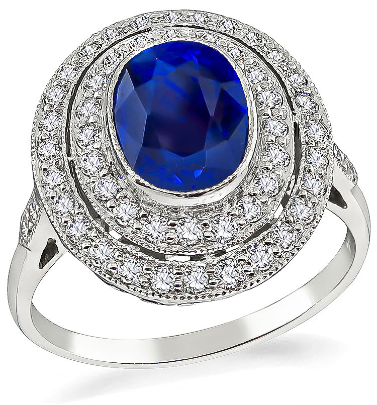 Estate 2.44ct Sapphire 0.60ct Diamond Ring