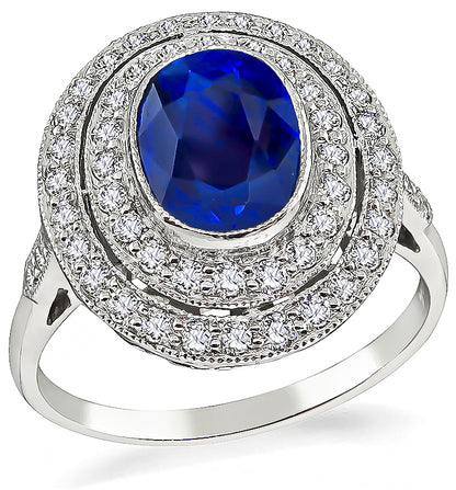 Estate 2.44ct Sapphire 0.60ct Diamond Ring