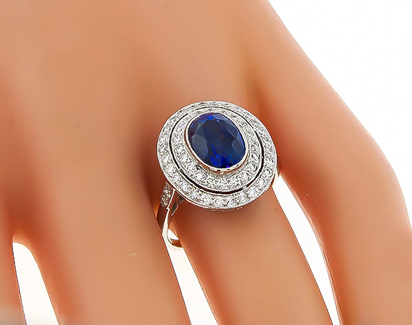 Estate 2.44ct Sapphire 0.60ct Diamond Ring