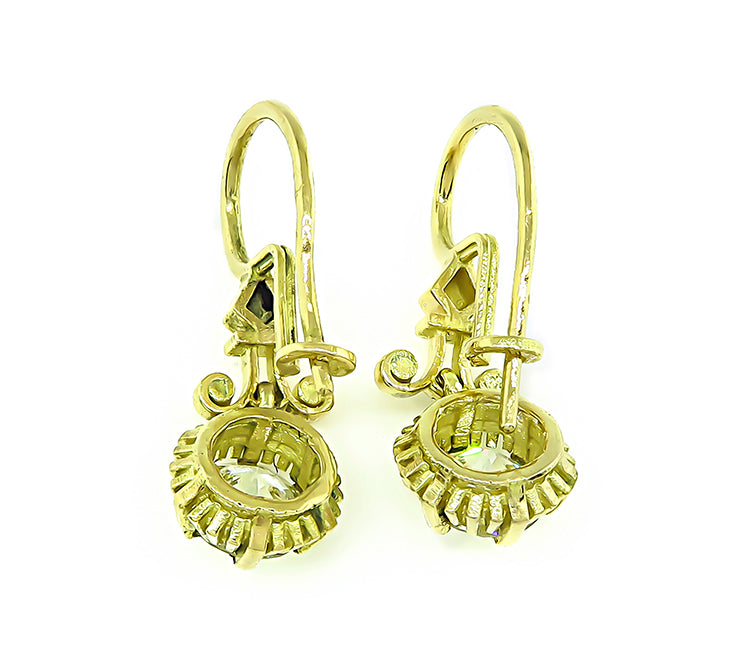 Vintage 2.46ct Diamond Gold Dangling Earrings