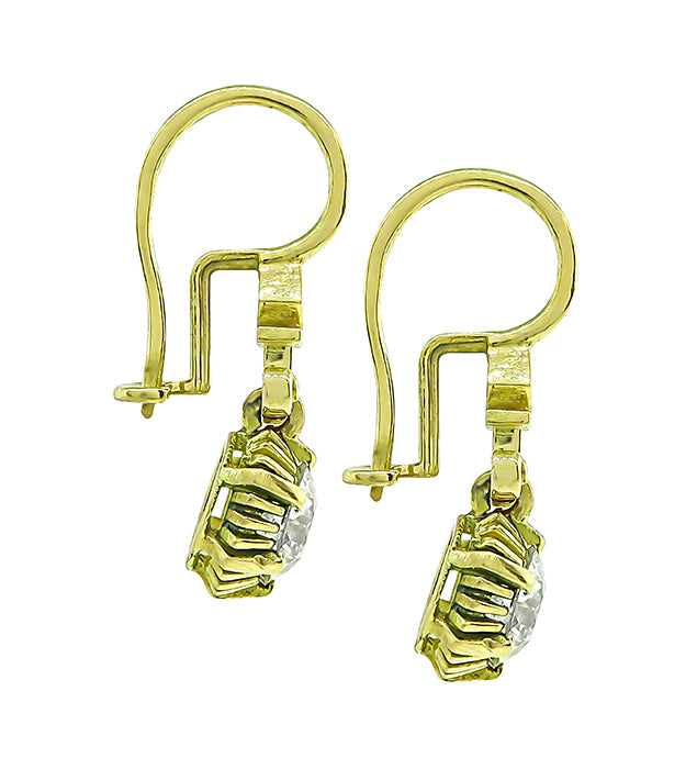 Vintage 2.46ct Diamond Gold Dangling Earrings