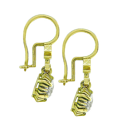 Vintage 2.46ct Diamond Gold Dangling Earrings