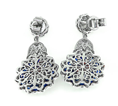 Estate 2.47ct Sapphire 1.48ct Diamond Dangling Earrings