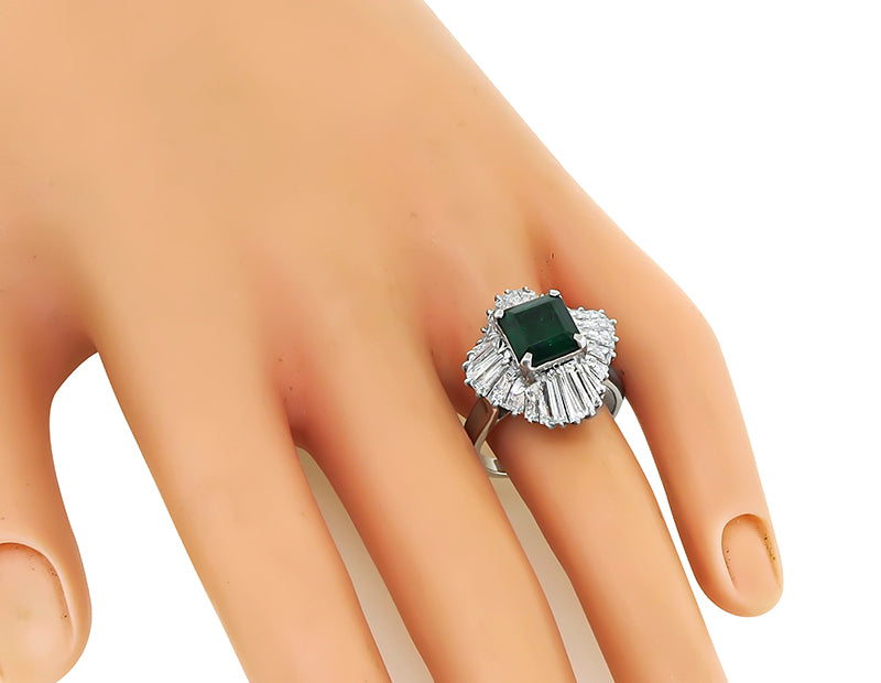 Estate 2.58ct Emerald 2.30ct Diamond Ring