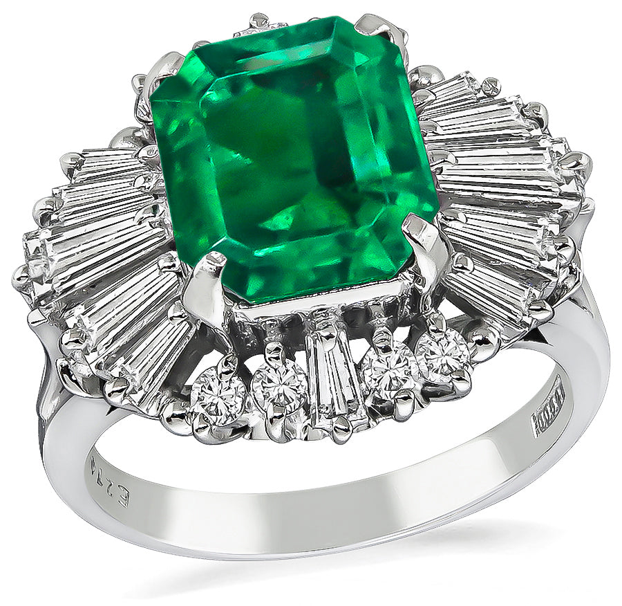 Estate 2.74ct Emerald 1.05ct Diamond Cocktail Ring