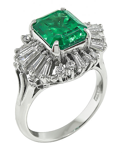 Estate 2.74ct Emerald 1.05ct Diamond Cocktail Ring