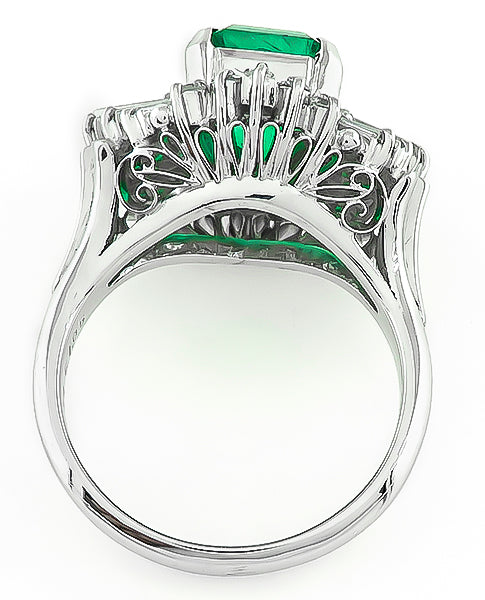 Estate 2.74ct Emerald 1.05ct Diamond Cocktail Ring